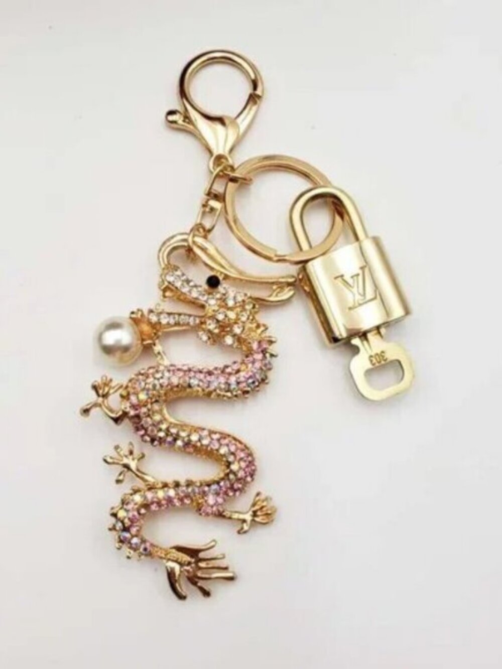 Authentic LV Gold Padlock 🔒Unbranded Dragon Keychain for Louis Vuitton Bags - Picture 2 of 9